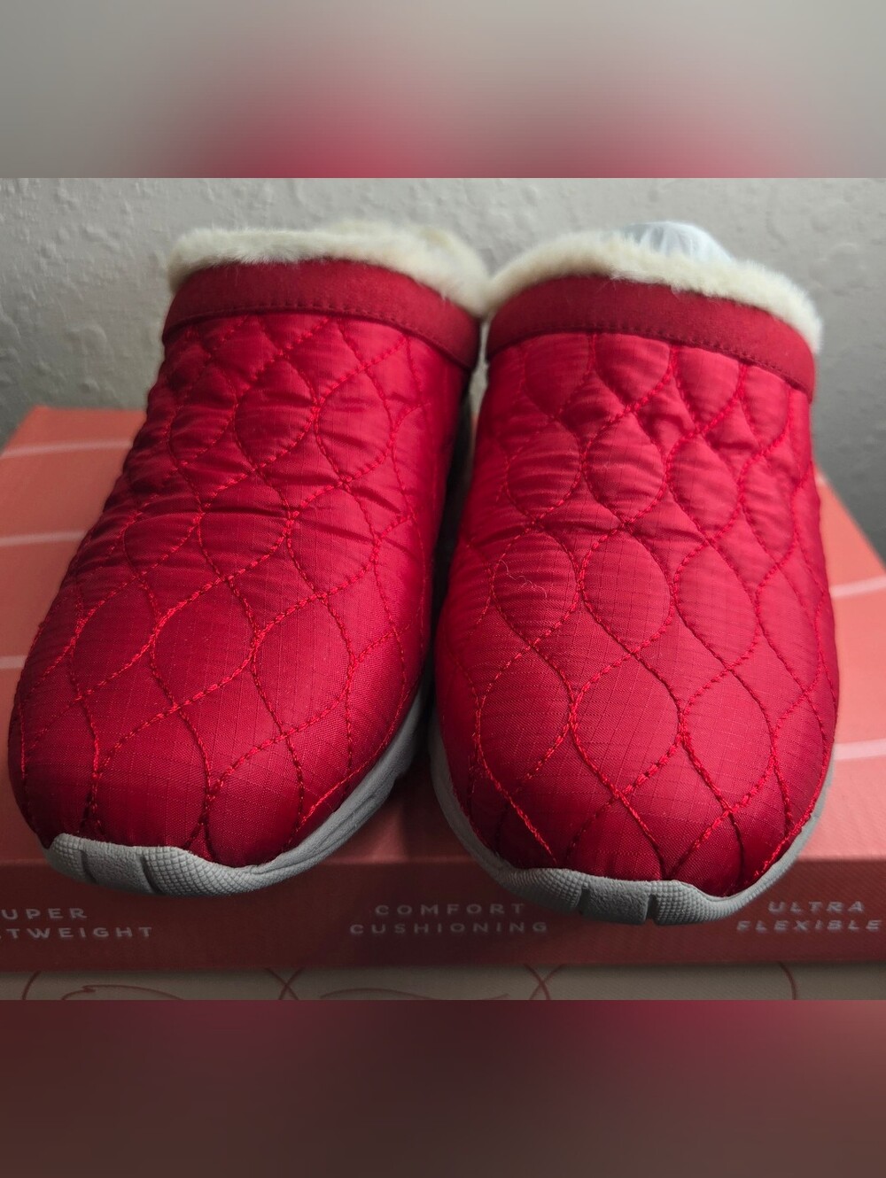 Easy Spirit Quilted Red Slip-On Mules Womens Size 8.5 NWT